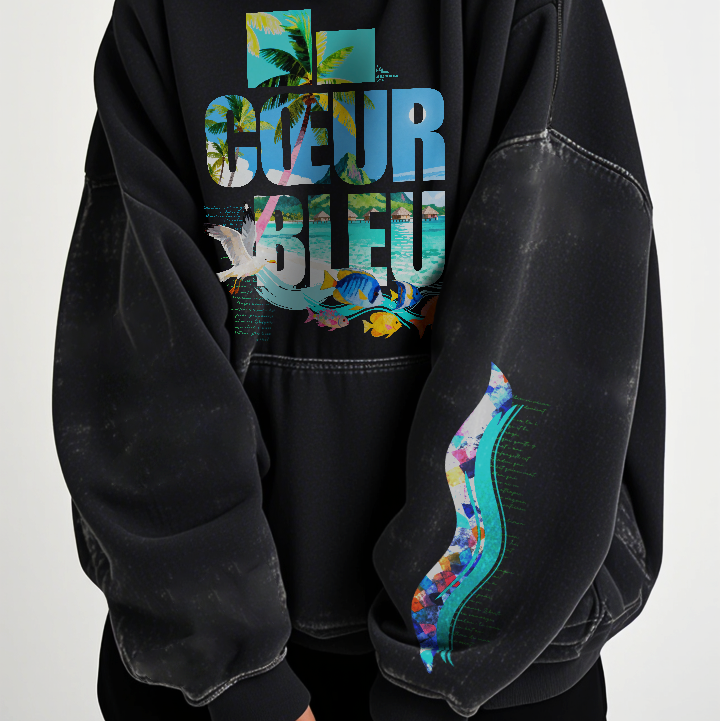 Sweat à capuche Unisexe Coupe Large effet Lavé -