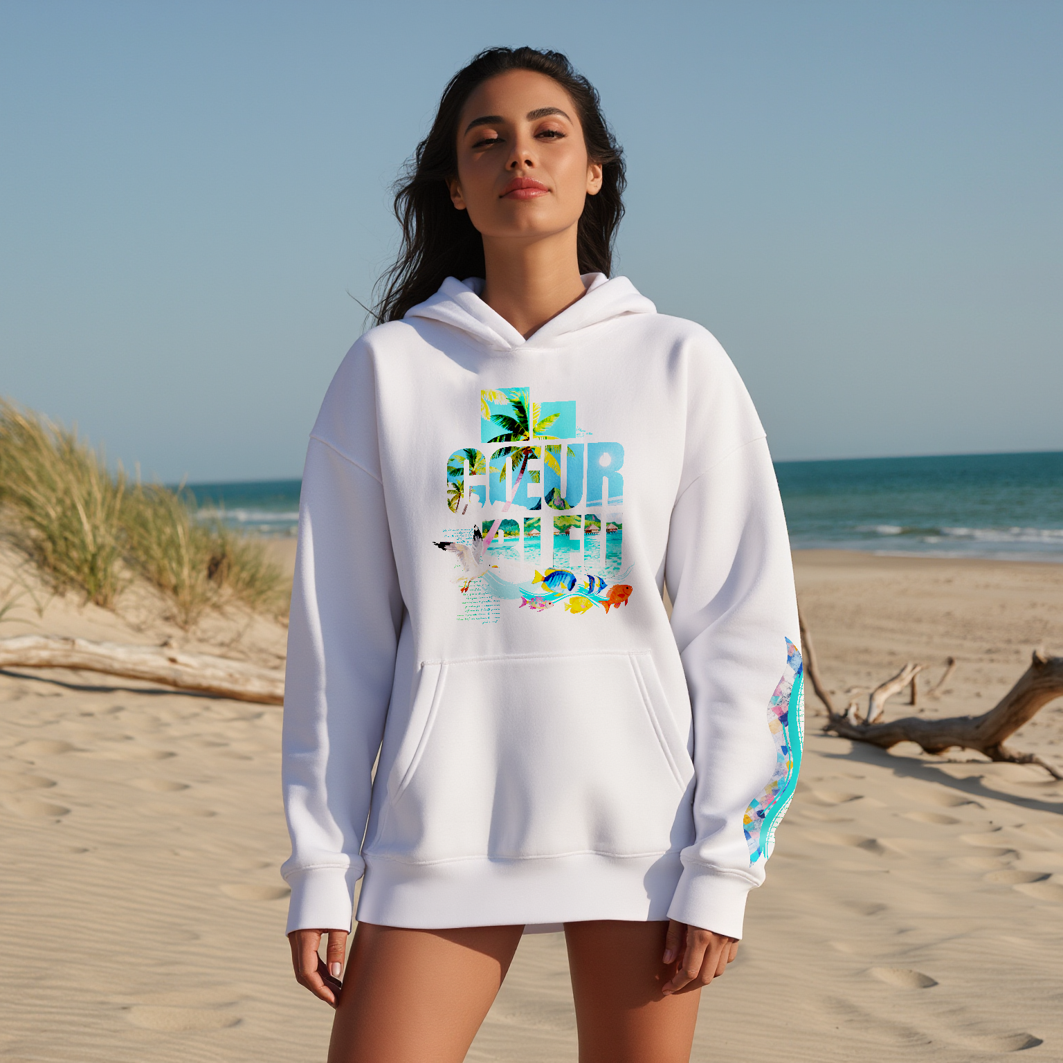 Sweat à capuche Unisexe Coupe Large effet Lavé -