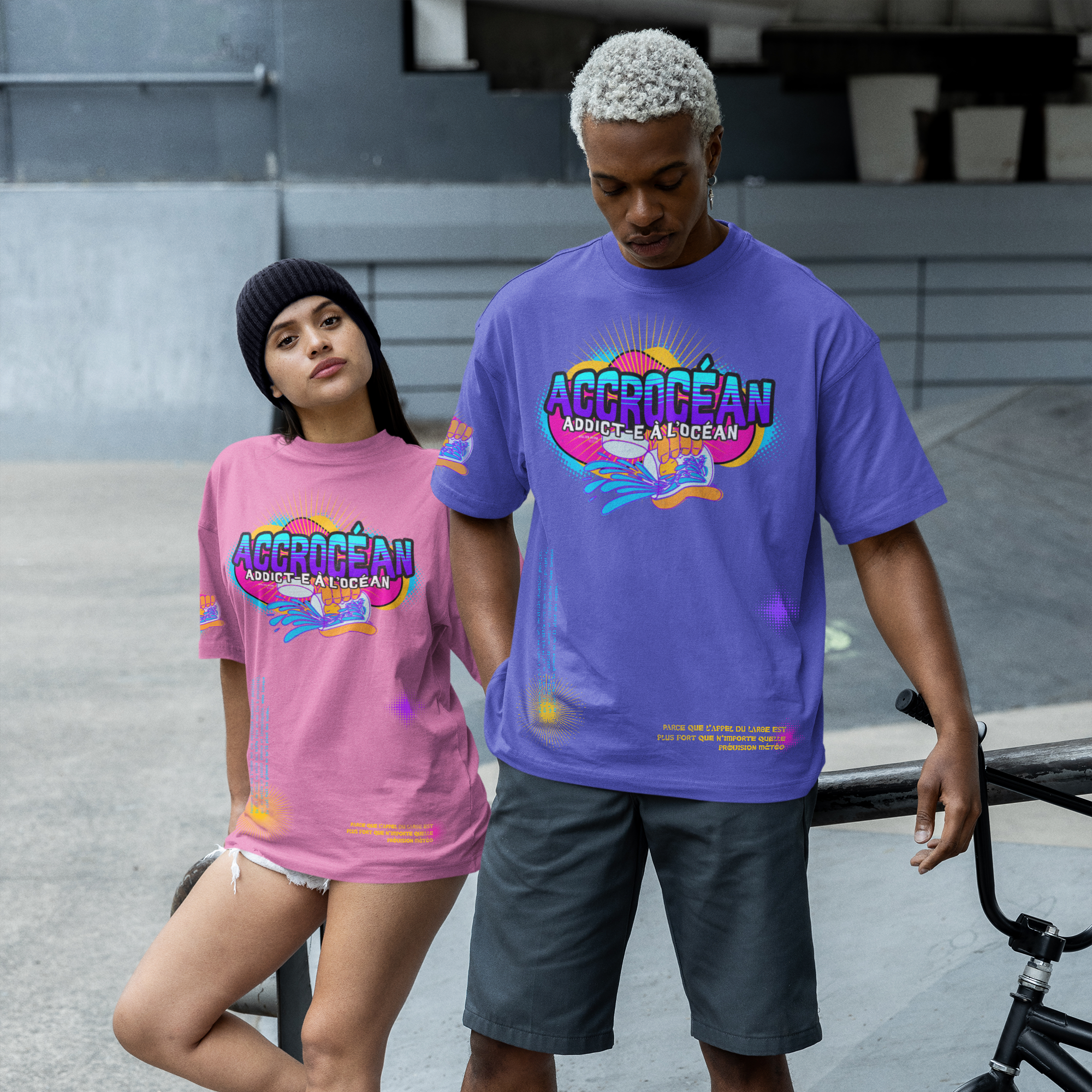 T-shirt Unisexe plage en Coton Peigné Décontracté -