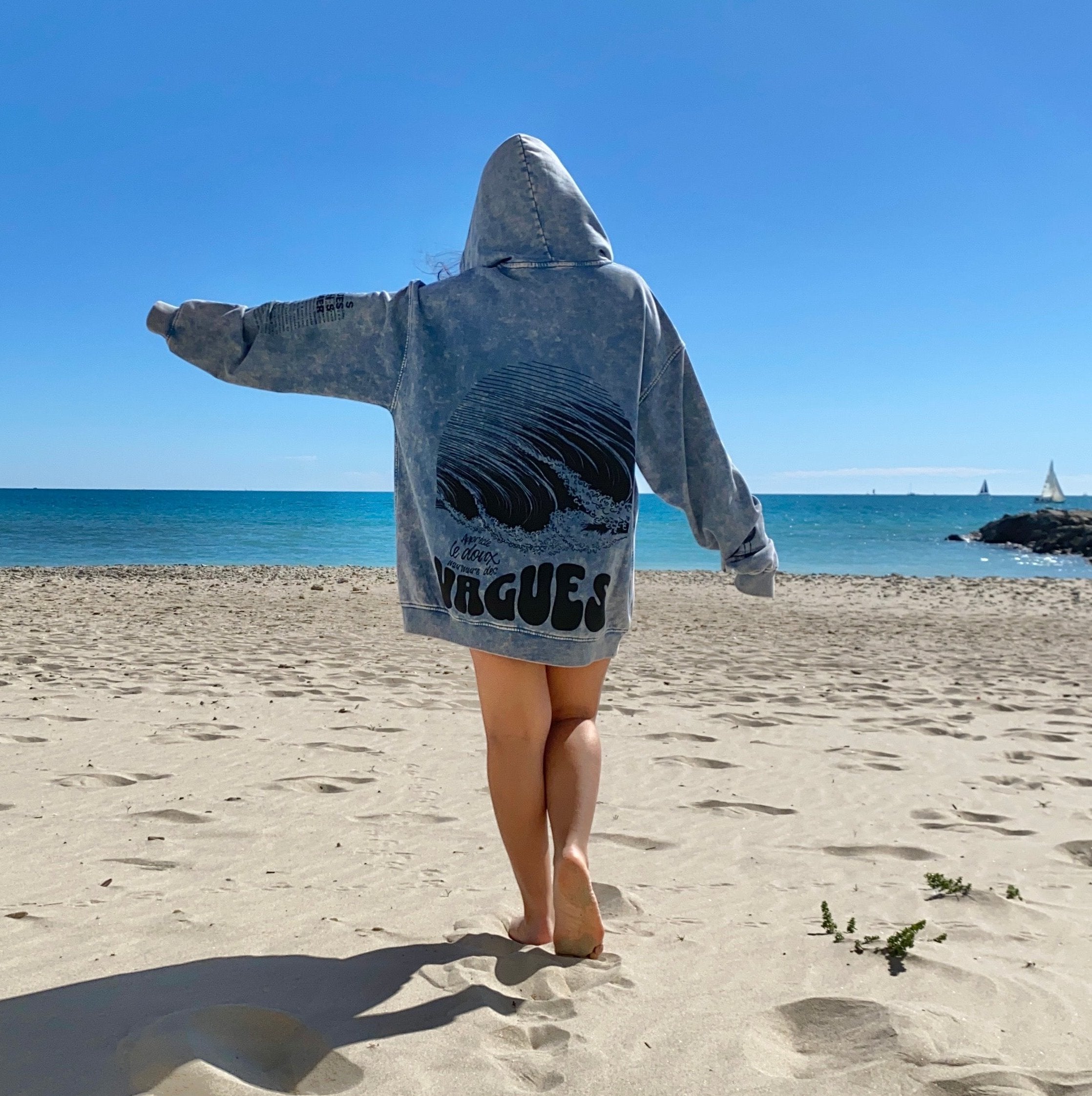 Pause, Apprécie Le Doux Murmure Des Vagues Sweat à Capuche Lavé Unisexe