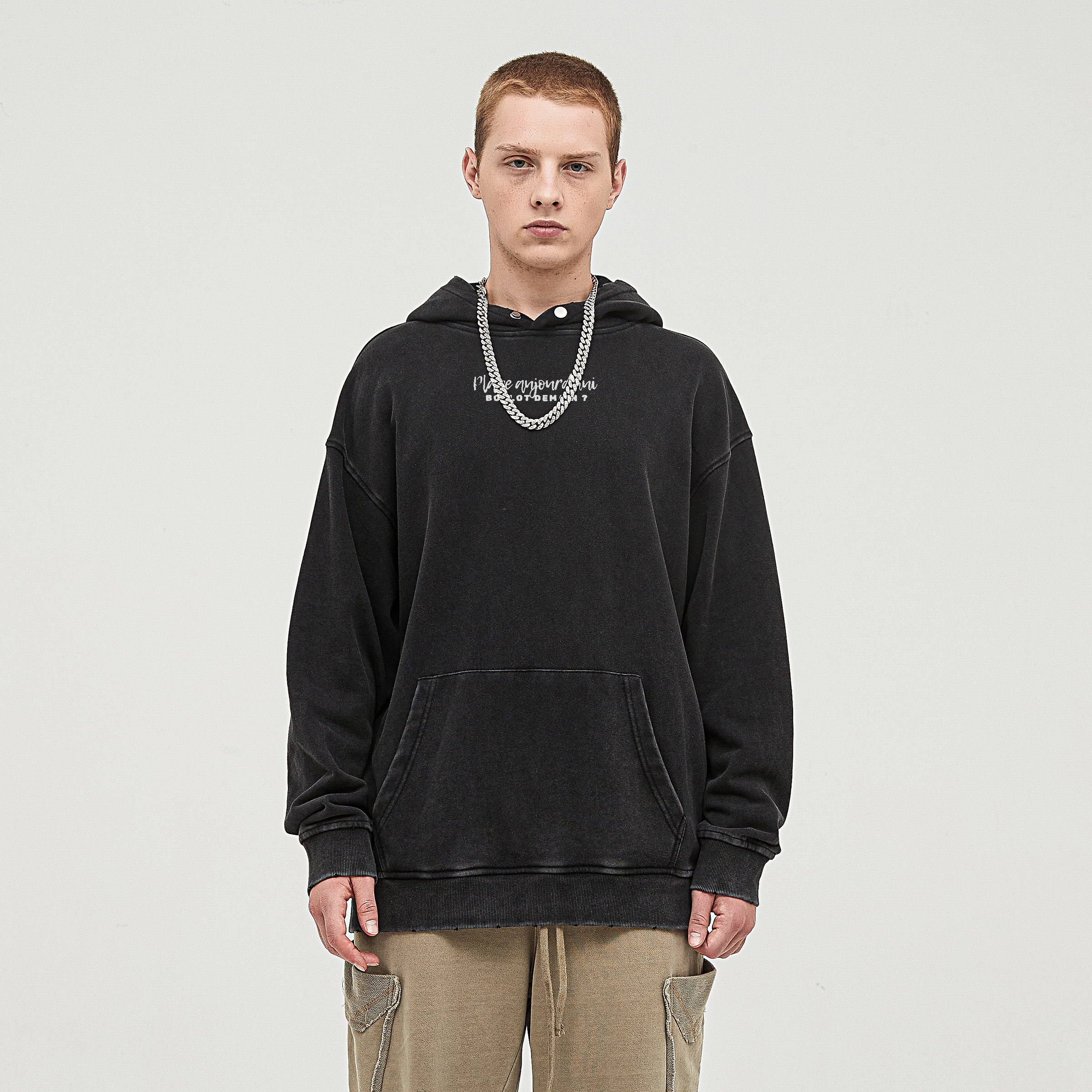 Sweat à capuche Unisexe effet Lavé Coupe Large -