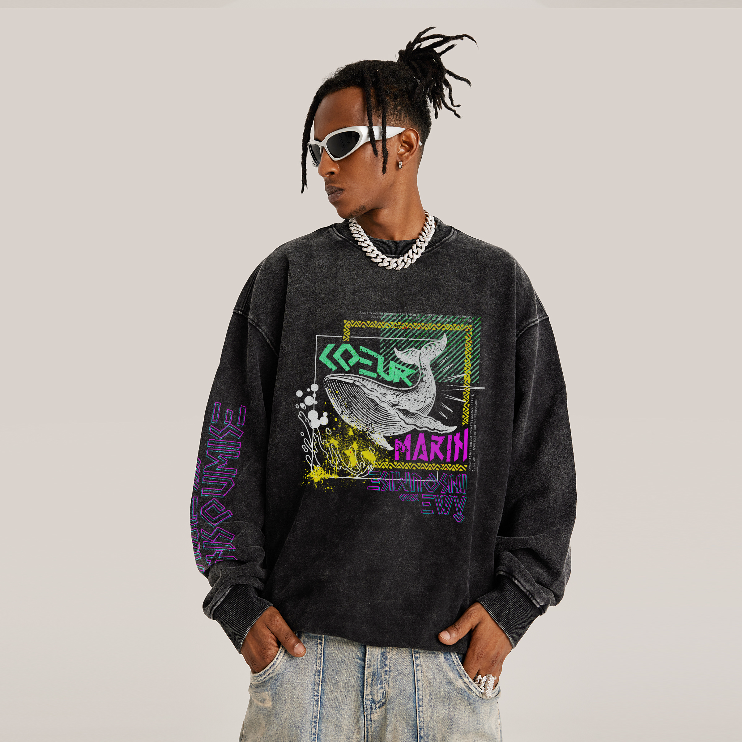 Âme Insoumise, Cœur Marin Sweat Unisexe Lavé