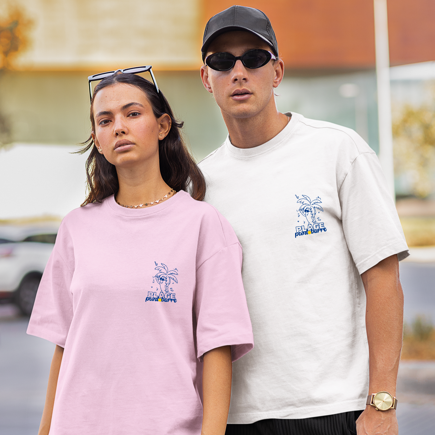 T-shirt Unisexe Décontracté Plage en Coton -