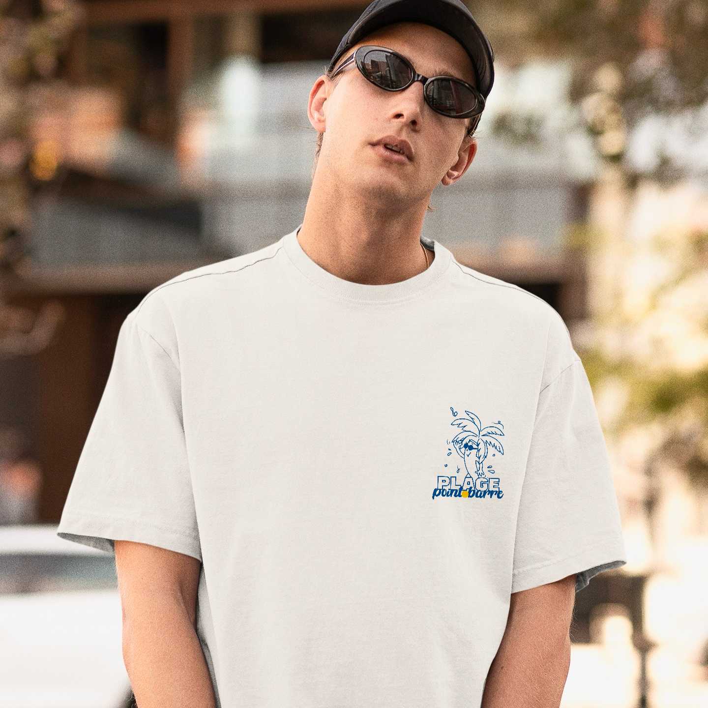 Plage, point barre t-shirt décontracté en cotton unisexe