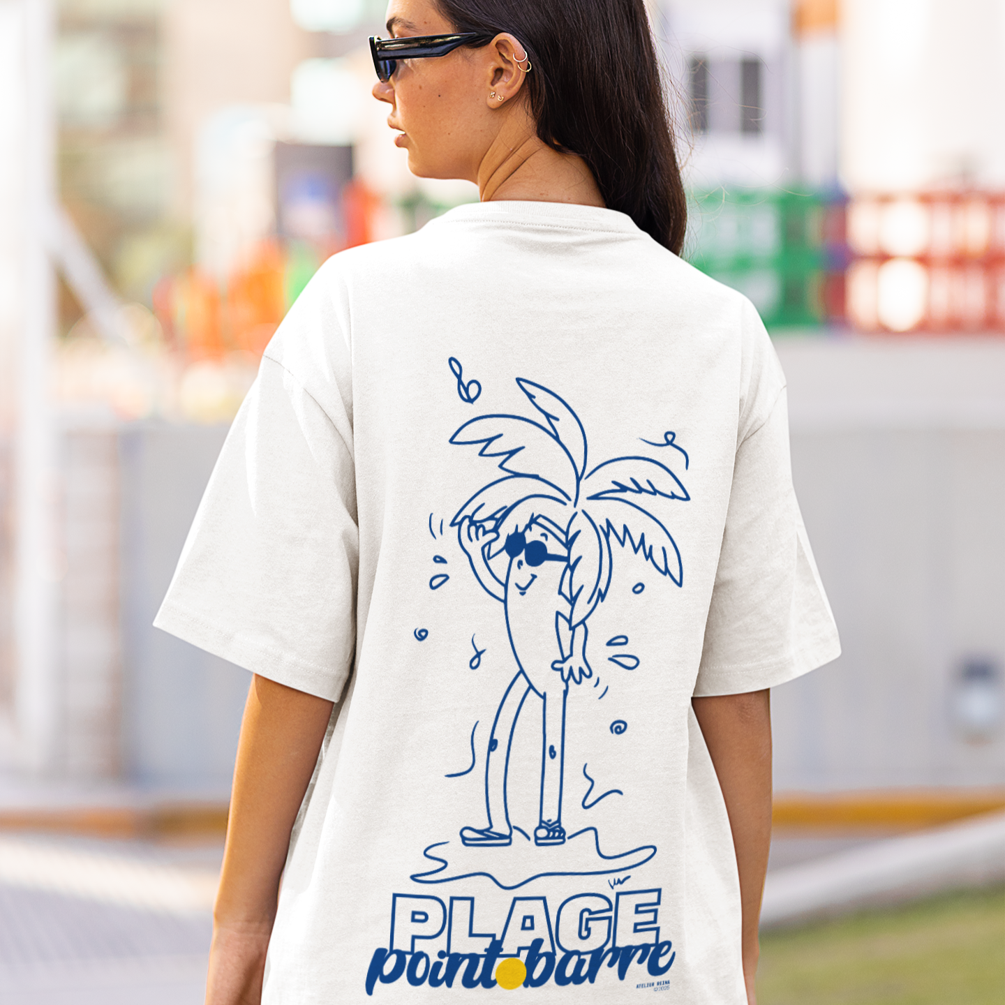 Plage, point barre t-shirt décontracté en cotton unisexe