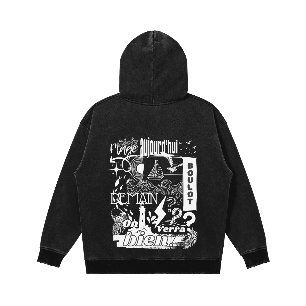 Sweat à capuche Unisexe effet Lavé Coupe Large -