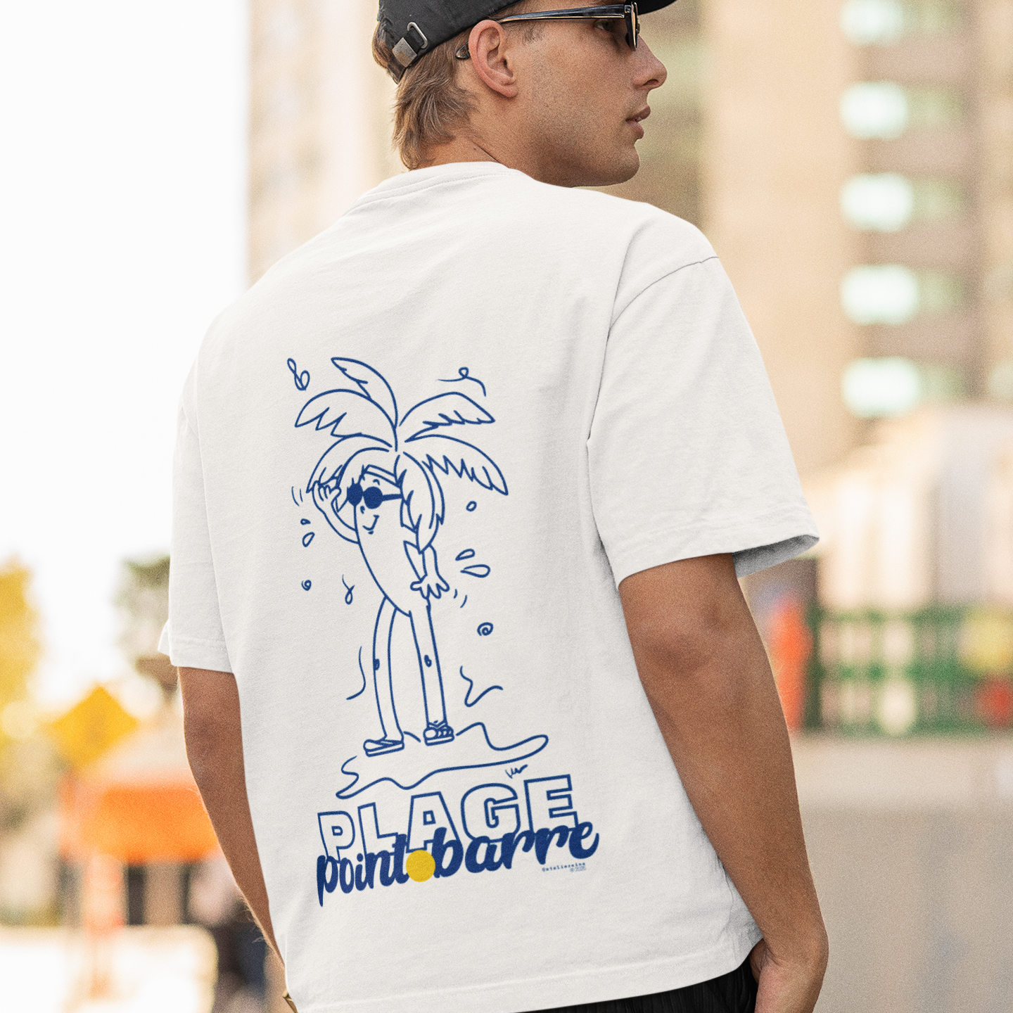 Plage, point barre t-shirt décontracté en cotton unisexe