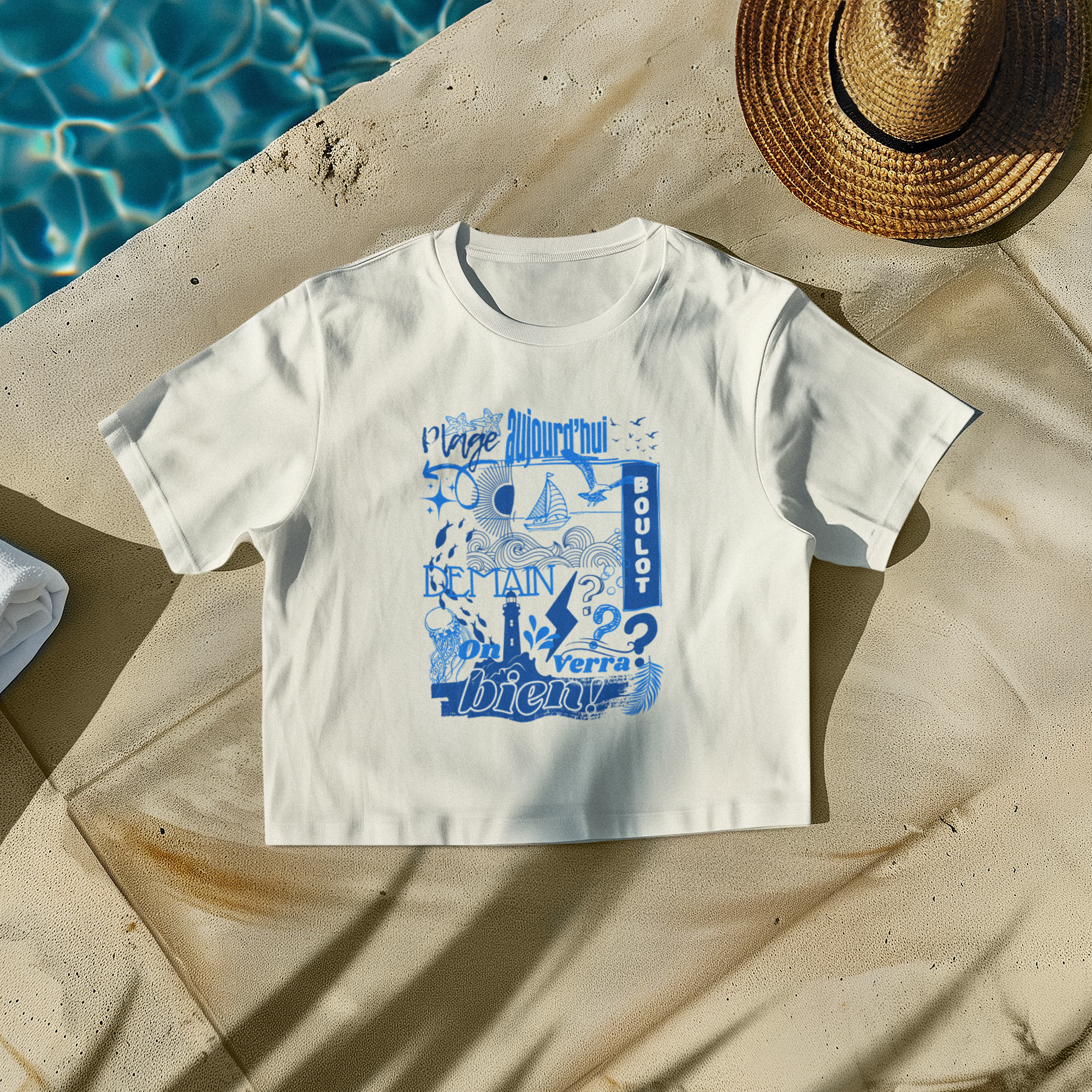 Plage Aujourd’hui, Boulot Demain, On Verra Bien ! Coton T-shirt