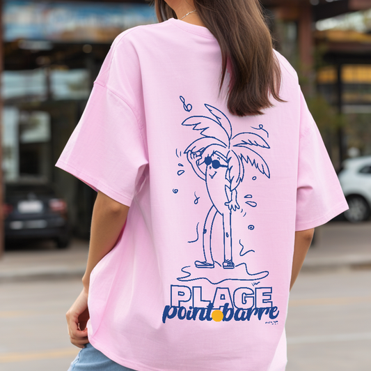 T-shirt Unisexe Décontracté Plage en Coton - "Plage, point barre"