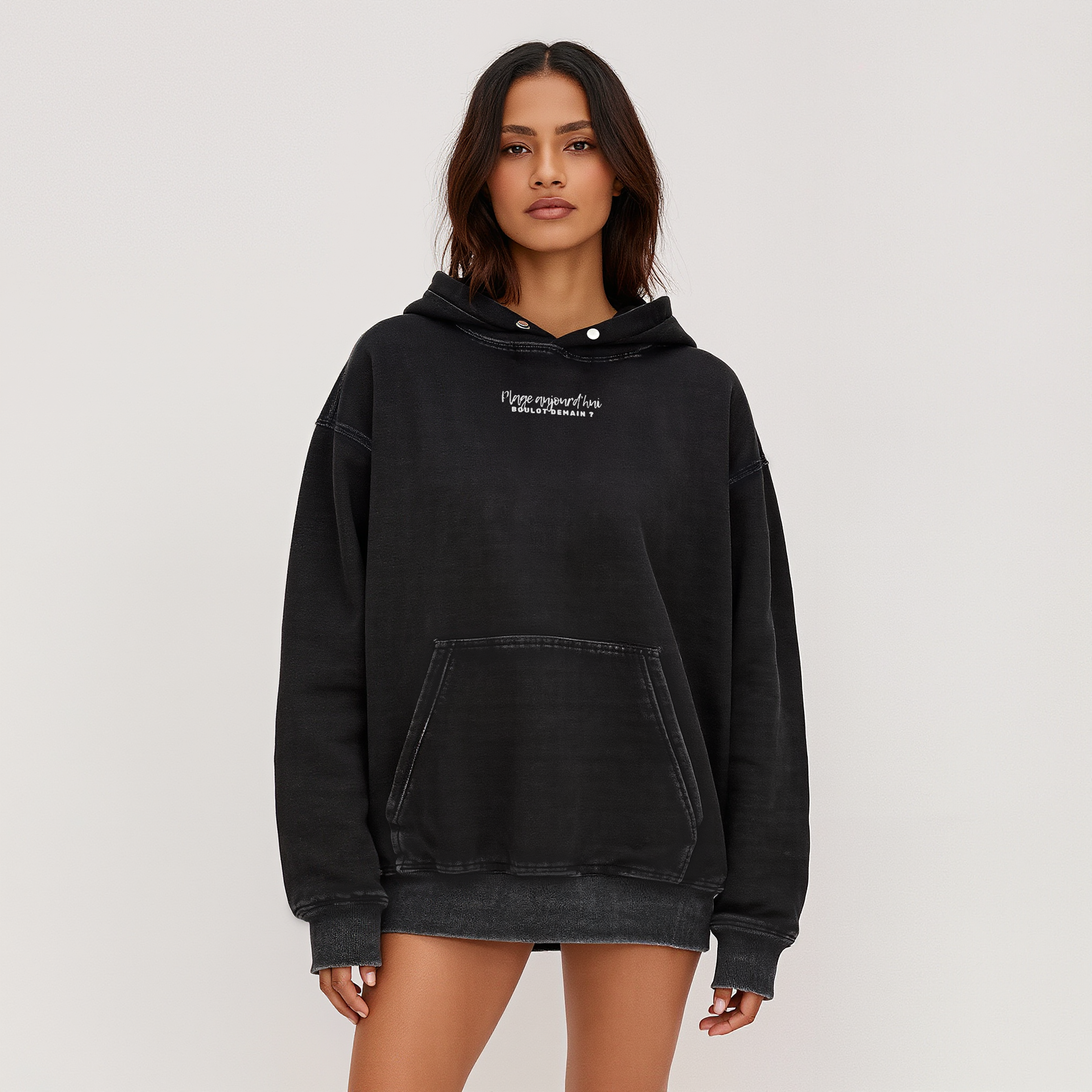 Sweat à capuche Unisexe effet Lavé Coupe Large - 