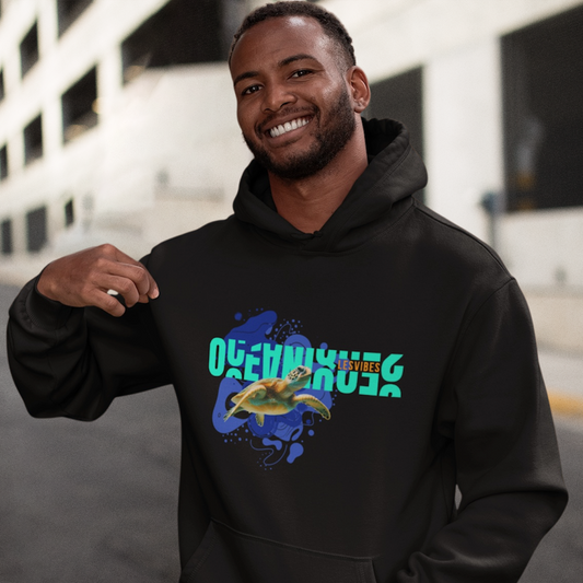 Sweat à capuche Unisexe Coupe Large - "Les Vibes Océaniques"
